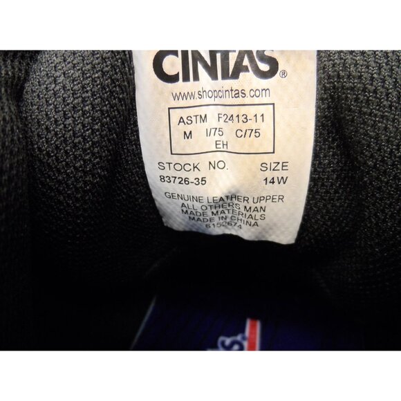 Cintas Men's Low-Cut Steel Toe Work Shoes 83726-35 Black Leather Size 14W - Picture 8 of 8